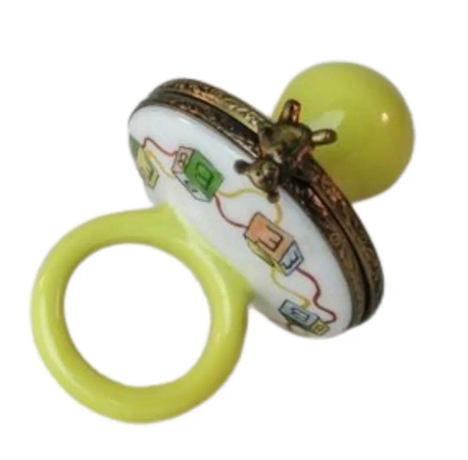Porcelain Pacifiers Yellow Pacifier Baby Gift for Collectors Limoges Box Porcelain Figurine ...