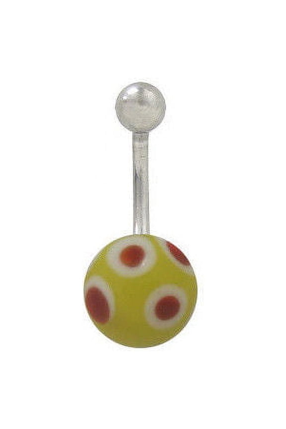 Yellow Painted Glass Ball Belly Button Ring