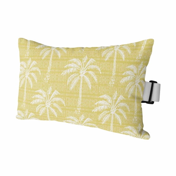 Yellow Palm Tree Outdoor Pillows for Chaise Lounge Chair Waterproof Lumbar Pillows with Insert&Adjustable Elastic Strap Beach Headrest Pillow Summer Botanical Tropical Tree Pool Pillow 11"x16"
