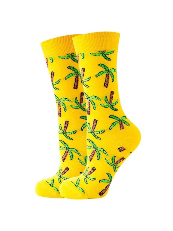 Yellow Palm Tree Socks (Adult Medium - Women's Shoe Sizes 5-10)