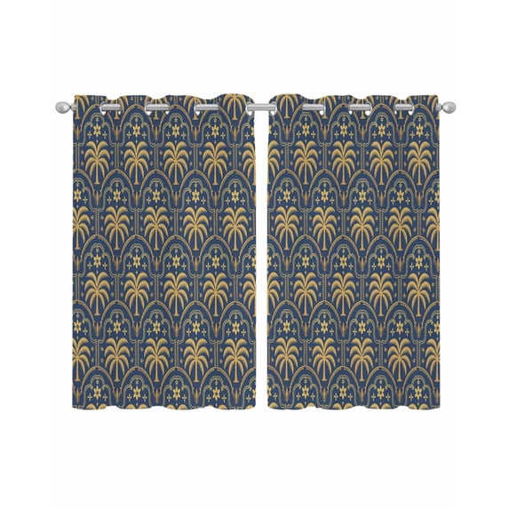Yellow Palm Trees Sheer Curtains 45 Inch Length 2 Panels Set for Living Room/Bedroom, Summer Tropical Coconut Trees Vintage Kitchen Curtains Grommet Semi-Sheer Curtains Window Treatments 42"x45"x2