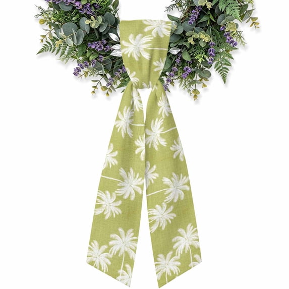Yellow Shop Front Yellow Palm Trees Wreath Sash for Front Door, Summer Beach Tropical ...