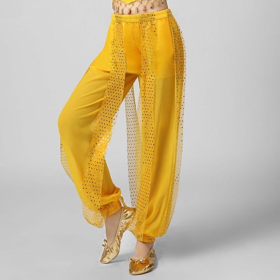 Yellow Pants Kids Sparkle Pants Dance Outfits for Girls Mardi Gras Girls Fashion 5-6 Years