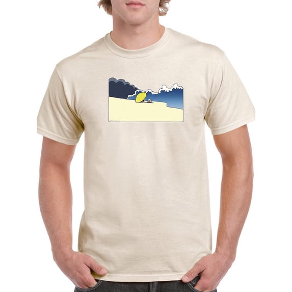 Yellow Parasol At Beach T-Shirt Men -Wilfred Hildonen Designs, Male 4X-Large