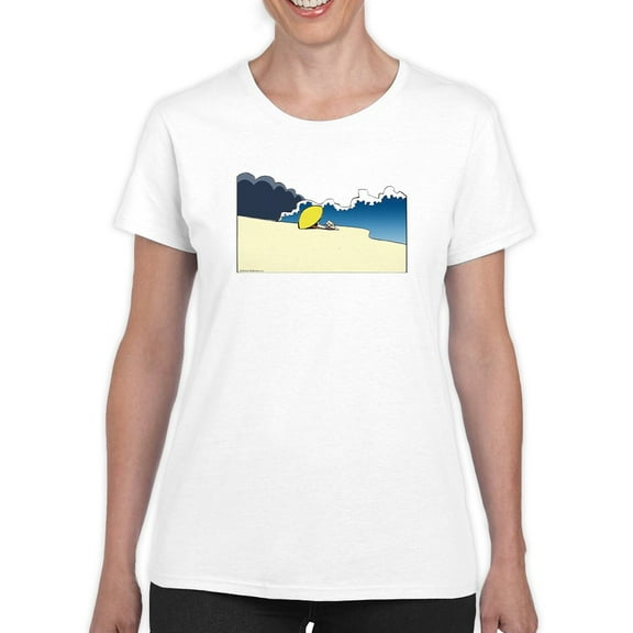 Yellow Parasol At Beach T-Shirt Women -Wilfred Hildonen Designs, Female Large