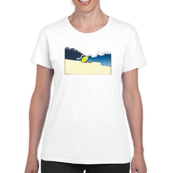 Yellow Parasol At Beach T-Shirt Women -Wilfred Hildonen Designs, Female Medium