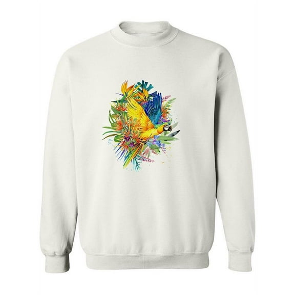 Yellow Parrot Colorful Design Sweatshirt Women -Image by Shutterstock, Female 4X-Large