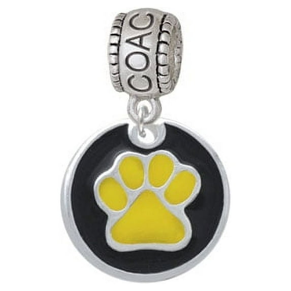 Yellow Paw on Black Disc - Coach Charm Bead