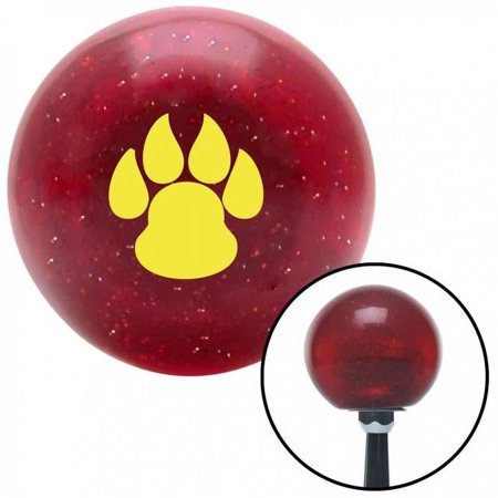Yellow Pawprint Sharp Red Metal Flake Shift Knob with M16 x 1.5 Insert Shifter Auto