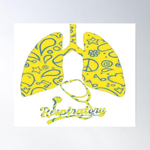 Yellow Peace & Music Respiratory Therapy Lungs Poster Wall Art, Modern Wall Decor, 24x36 UNFRAMED