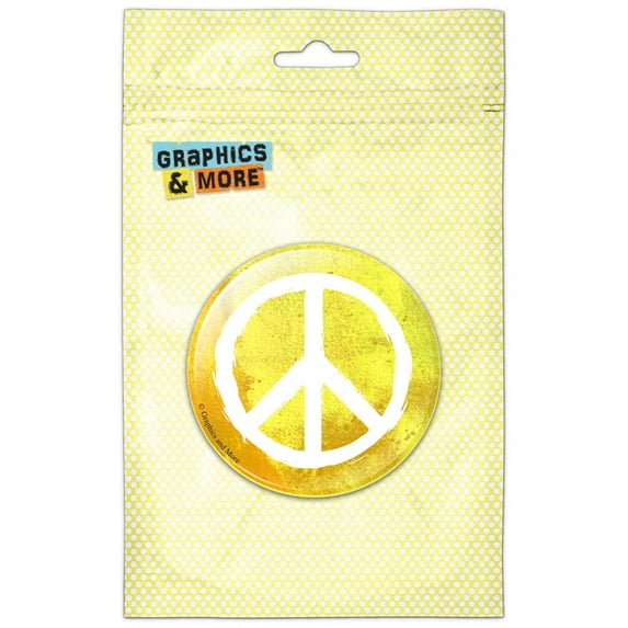 Yellow Peace Sign Distressed Texture Refrigerator Button Magnet
