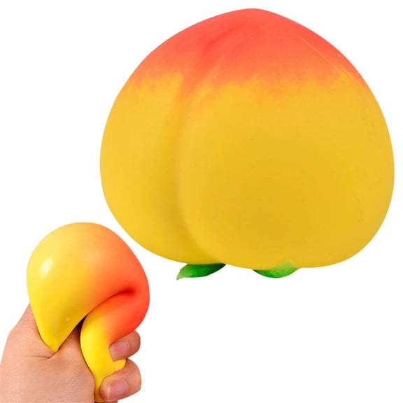 Yellow Peach Anti-Stress Ball, Soft Squeeze Stress Relief Toy for Adults & Kids, Decompression Kneading Fidget Toy, Portable Anxiety Relief, Hand Exercise Toy
