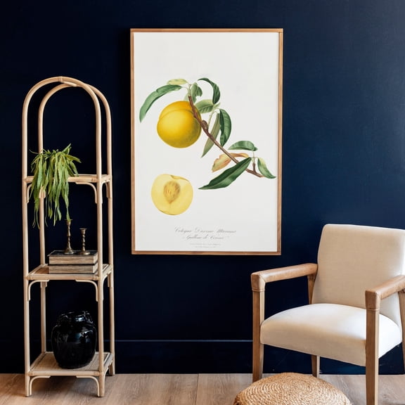 Yellow Peaches Botanical Wood Sign Living Room Art Unframed Paper Print