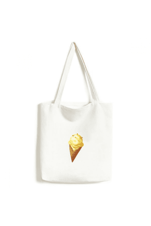Yellow Peanut Sweet Ice Pattern Tote Canvas Bag Shopping Satchel Casual Handbag