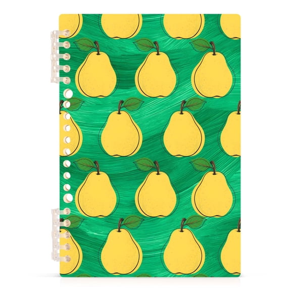 Yellow Pear Pattern A5 Notebook Refillable 60 Sheets Detachable Ring Binder PP Cover Journal