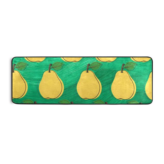 Yellow Pear Pattern Runner Rug 24x72 Inch Cushioned Non Slip Soft Absorbent Floor Mat