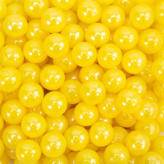Krazy Sprinkles - Edible Yellow Pearl 8mm Beads - Refined Cake Decor, 1/2 Cup