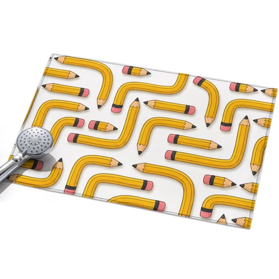 Yellow Pencil Maze Entryway Rug 2x3ft Washable Non Slip Bathroom Rug Indoor Floor Front Door Mat Modern Abstract Art Educational Tools Rectangle Area Rugs Carpet for Kitchen Office Dining Room Home