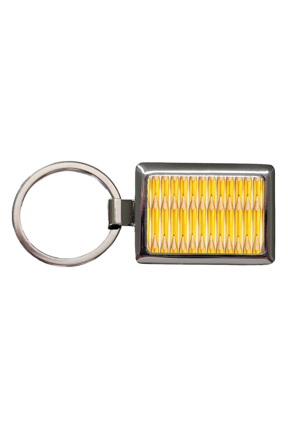 Yellow Pencils Teachers Artist Metal Rectangle Keychain