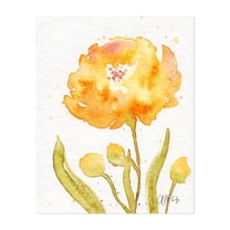 Yellow Peony - Painting Watercolor Floral Flowers Botanical Nature Illustration Garden Unframed Wall Art Print 4 x 6 inches