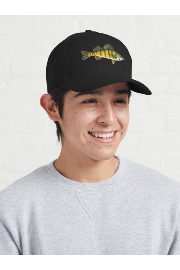 Yellow Perch Baseball Hat, Freshwater Fish Angler Graphic Design, Classic Cap
