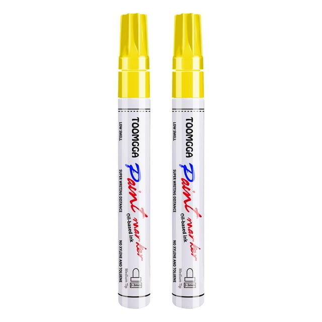 Yellow Permanent Paint Pens Paint Markers 2 Pack Oil Based Markers