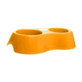 thumbnail image 1 of Yellow Pet Double Bowl Food And Water Dish Non Slip Base For Dogs And Cats Separate Compartments For Feeding Size: 10.63X2.36X2.36 Inches, 1 of 1