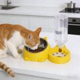thumbnail image 1 of Yellow Pet Feeder and Water Dispenser, 2 in 1 Stainless Steel Bowl, Automatic Waterer for Cats Dogs, 1 of 6