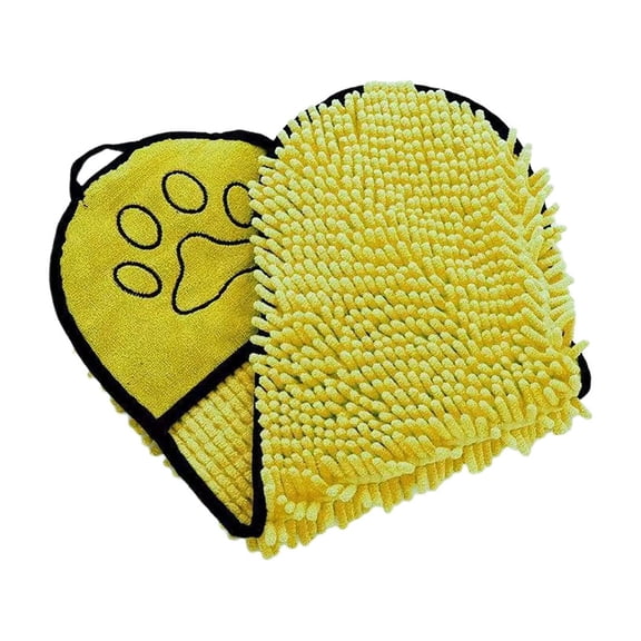Yellow Pet Grooming Towel Chenille Thick Quick Dry Soft Absorbent For Dogs Cats Microfiber Bath Accessory
