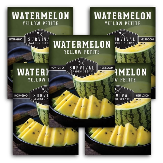 Yellow Petite Watermelon Seeds - Full Sun Annual Fruit - 5 Packs ...