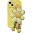 thumbnail image 1 of Yellow Phone Case with Cute 3D Braided Flower Wristband Stand and Adjustable Shoulder Strap, Shockproof Silicone Soft Case for iPhone 14, 1 of 7