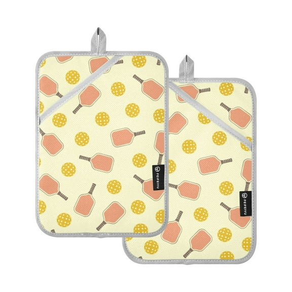 ALAZA Yellow Pickleball Balls Pot Holders Set of 2 Heat Resistant Kitchen Oven Mitts