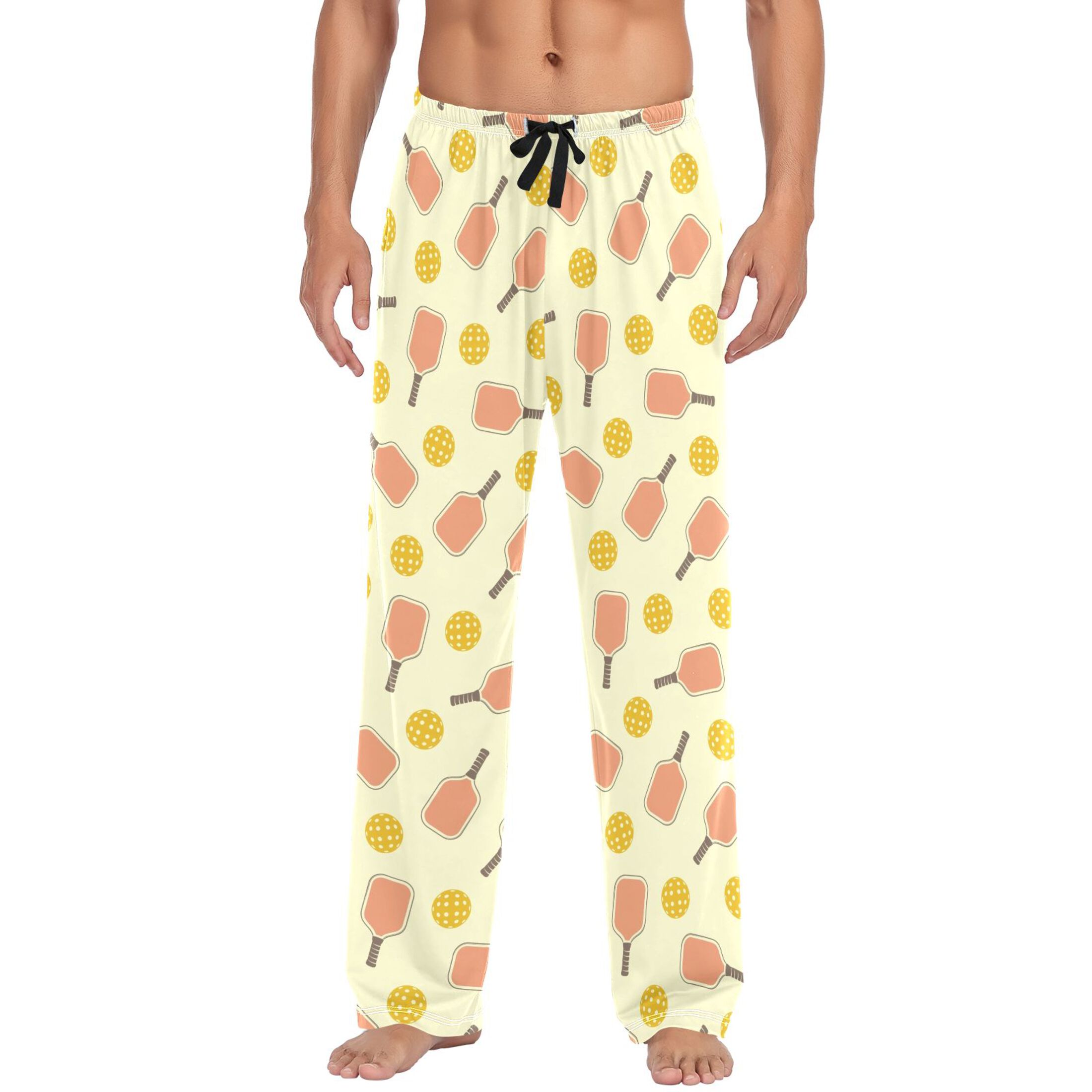 Yellow Pickleball Balls joogoo Men's Pajama Pants Cotton Long Sleepwear Lounge Pants M