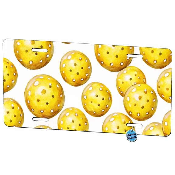 Yellow Pickleballs Watercolor Metal Novelty License Plate
