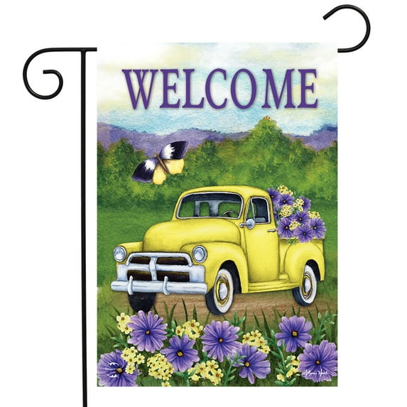 Briarwood Lane Yellow Pickup Truck Garden Flag