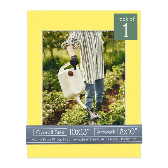 Yellow Picture Frame Mat for 10x13 Frames - Fits 8x10 Photos - 1 Mat