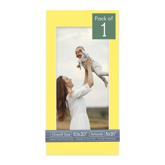Yellow Picture Frame Mat for 10x20 Frames - Fits 8x16 Photos - 1 Mat