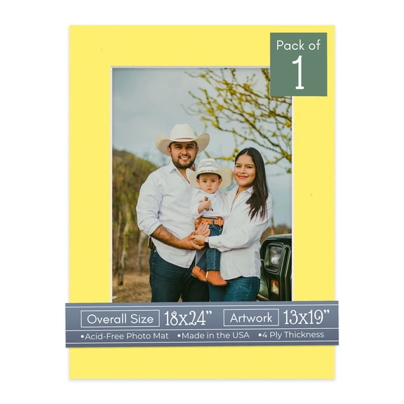 Yellow Picture Frame Mat for 18x24 Frames - Fits 13x19 Photos - 1 Mat