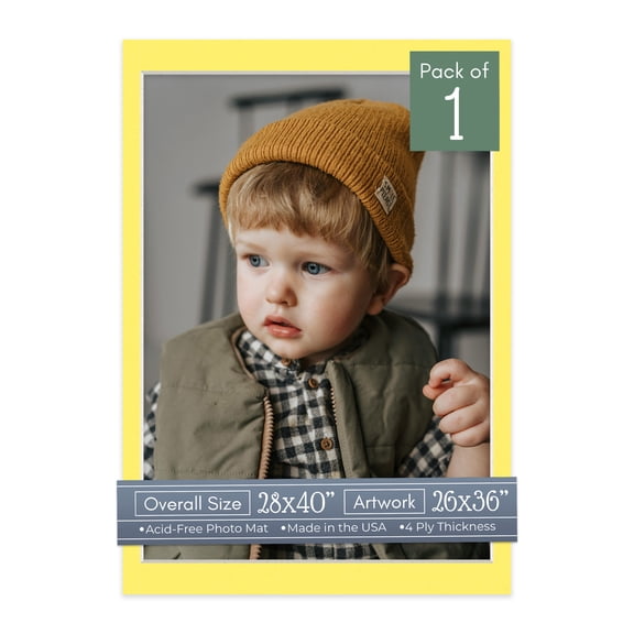 Yellow Picture Frame Mat for 28x40 Frames - Fits 26x36 Photos - 1 Mat