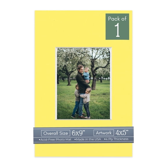 Yellow Picture Frame Mat for 6x9 Frames - Fits 4x5 Photos - 1 Mat