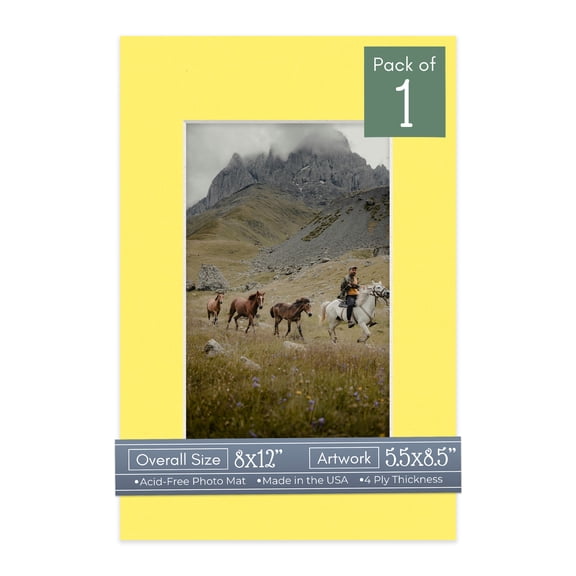 Yellow Picture Frame Mat for 8x12 Frames - Fits 5.5x8.5 Photos - 1 Mat