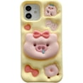 thumbnail image 1 of Yellow Pig Phone Case Compatible with iPhone 13 Pro, Cute 3D Cartoon Korea Dopamine Funny Animal Case with Pig Telescopic Hold Stand Shockproof Silicone Soft Case, 1 of 12