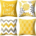 thumbnail image 1 of Yellow Pillow Covers 18x18 Set of 4 Modern Decorative Geometric Outdoor Sofa Throw Pillow Cushion Covers Case for Couch Living Room Bedroom Patio Furniture Indoors Home Decor, 1 of 5