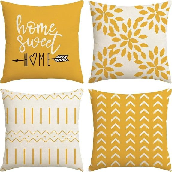 Yellow Pillow Covers 18x18 Set of 4 Modern Decorative Outdoor Sofa Throw Pillow Cushion Covers Case for Couch Living Room Bedroom Home Decor(Yellow