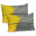 thumbnail image 1 of Yellow Pillow Sham Set of 2, Wooden Board Paint Splashes Brush Stroke Grunge Design Elements, Quality Microfiber Bedding Item for All Seasons, 26" x 20", Yellow Grey, by Ambesonne, 1 of 1