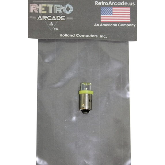 Yellow Pinball 6.3 Volt AC LED Round Replacement Bulbs 44/47 Bayonet Base BA9S, Concave Top