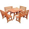 thumbnail image 1 of Yellow Pine Square Picnic Table with 4 Backed Benches, 1 of 12