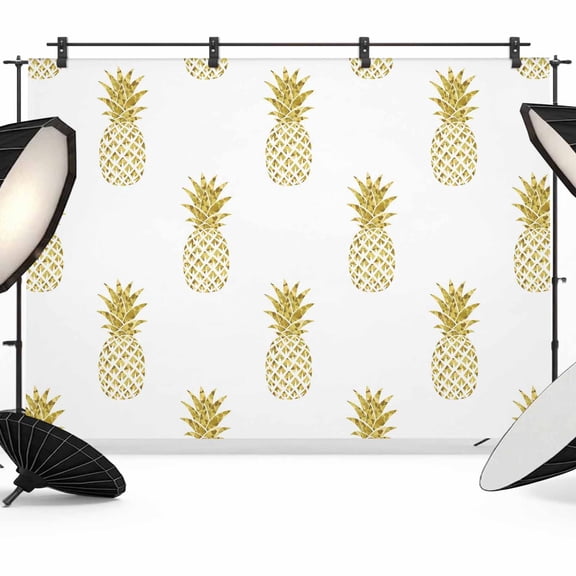 Yellow Pineapple Backdrop for Photography, Abstract Fruit White Background Modern Photo Backdrop Portrait Background Party Banner Photo Backgrounds for Studio Booth Props, 7x5ft