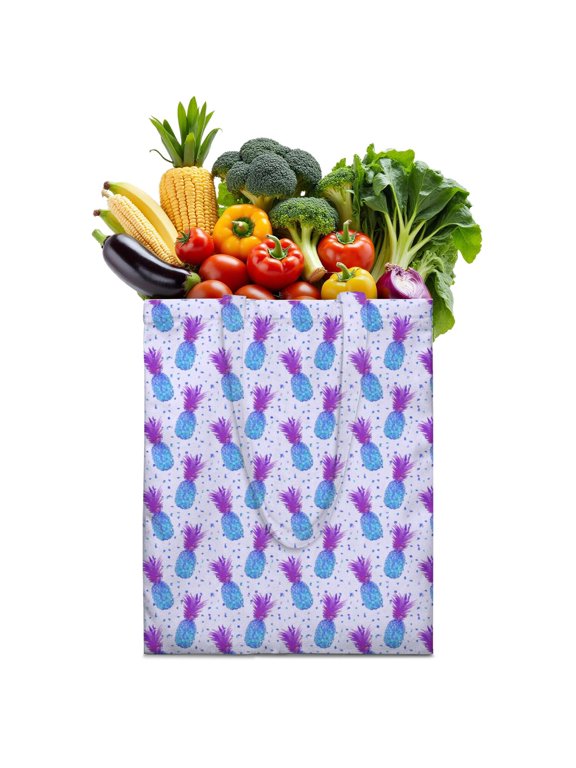 Yellow Pineapple Canvas Tote Bag – Tropical Hawaiian Fruit Summer Golden Exotic Pattern Print Aesthetic Lover Sunshine Flowers Fresh Plant Reusable Tote Bag Eco-Friendly Foldable