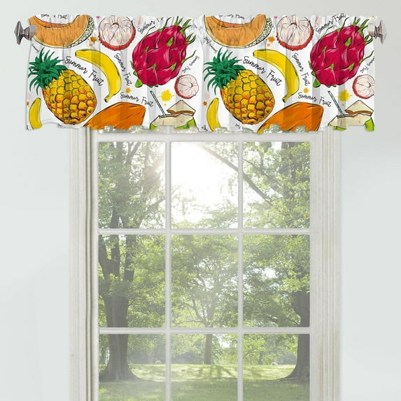 Yellow Pineapple Curtain Valance for Windows Cute Watercolour Fruits Rod Pocket Window Valances Delicious Plant Printed Short Curtains for Kitchen Bathroom54 x 18 inch